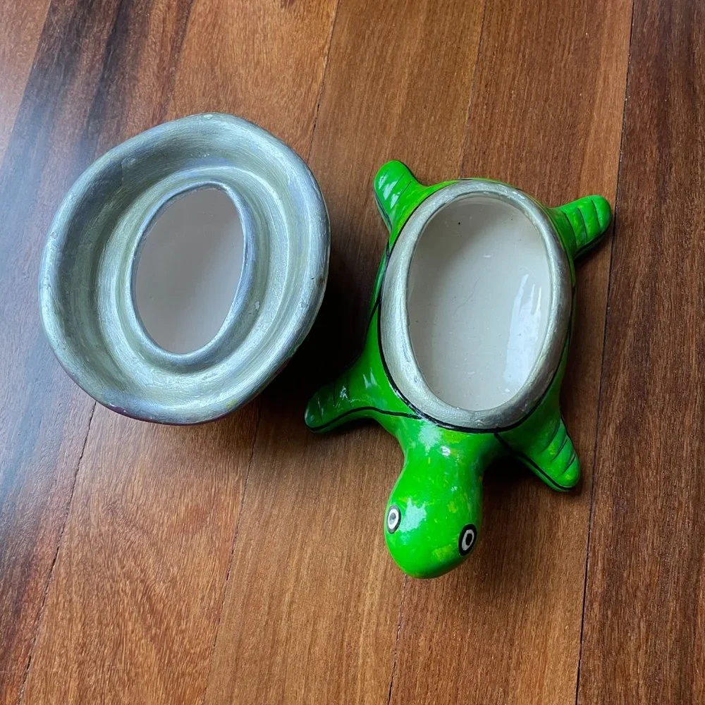 Mexico Folk Art - Turtle Trinket box and Jumping Dolphins figure